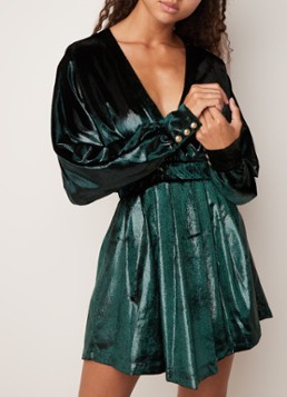 Balmain Mini-jurk van fluweel met V-hals met glanzende coating