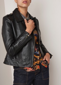Claudie Pierlot Charmy cropped bikerjack van lamsleer