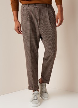 ESSENTIEL ANTWERP Nobility relaxed tapered fit pantalon in wolblend met pied-de-poule dessin