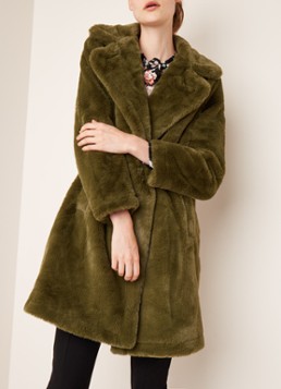 French Connection Buona longline mantel van imitatiebont