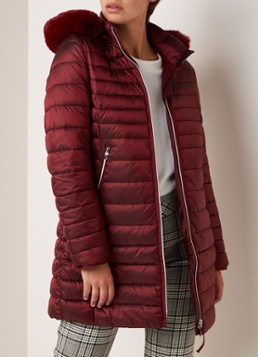 Gerry Weber Gewatteerde jas met afritsbare capuchon en imitatiebontkraag