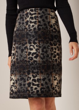 Gerry Weber Midi kokerrok in wolblend met luipaarddessin