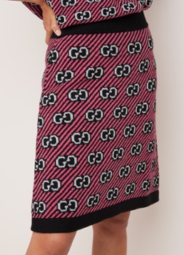 Gucci A-lijn rok van wol met jacquard logodessin