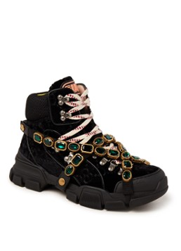 Gucci Flashtrek sneaker van fluweel met afneembare kristallen