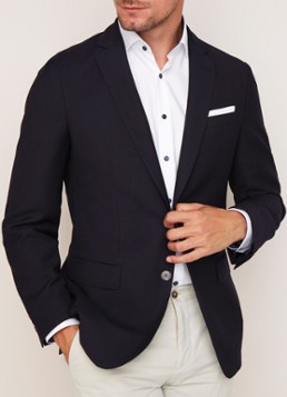 HUGO BOSS Hartlay slim fit colbert van scheerwol met structuur
