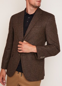HUGO BOSS Jestor5 regular fit colbert in gemêleerde wolblend met elleboogstukken