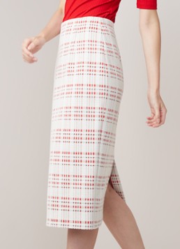 HUGO BOSS Vecka kokerrok met ruitdessin en split