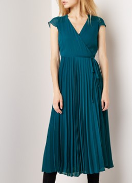 MANGO Midi-jurk met plissé en strikceintuur