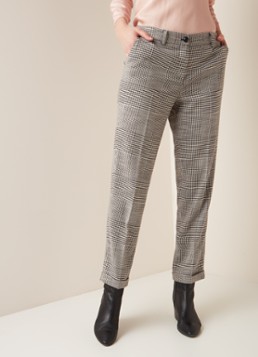 Marc Aurel High rise straight fit pantalon met ruitdessin