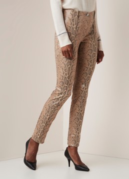 MarcCain Mid waist slim fit broek met slangendessin