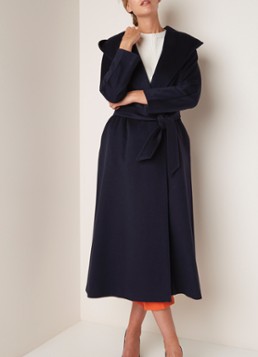 MaxMara Mantel van wol met capuchon en strikceintuur