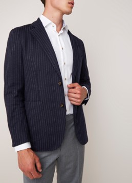 Profuomo Slim fit colbert in geborstelde katoenblend met krijtstreep