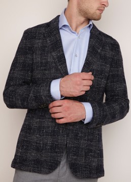 Profuomo Slim fit gemêleerd colbert met ruitdessin