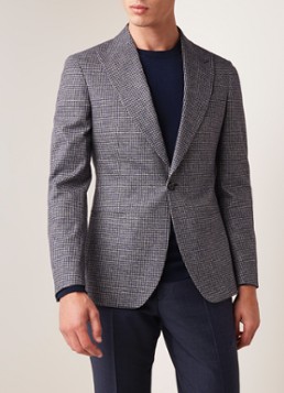 Reiss Kingston slim fit colbert in linnenblend met ruitdessin