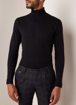 Selected Homme Fijngebreide coltrui in zijdeblend