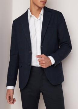 Selected Homme Regular fit colbert in linnenblend met ruitdessin
