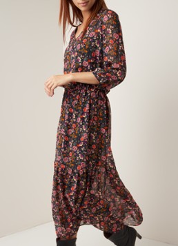 SET Maxi-jurk met strikceintuur en bloemendessin