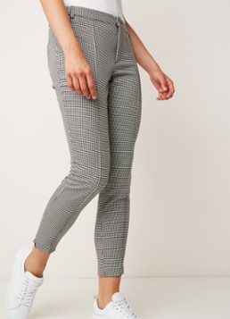 SET SET Mid waist skinny fit cropped pantalon met pied-de-poule dessin