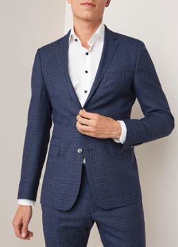 Strellson Aser slim fit colbert van scheerwol met ruitdessin