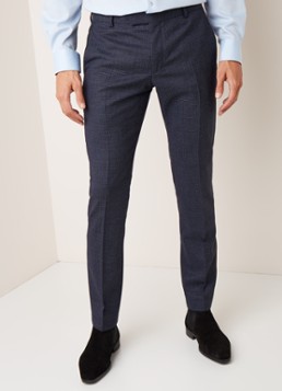 Strellson Slim fit pantalon van scheerwol met ruitdessin