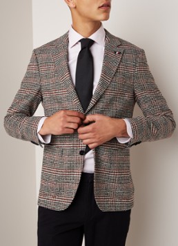 Tommy Hilfiger Slim fit colbert in wolblend met pied-de-poule dessin