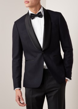 Tommy Hilfiger Slim fit colbert van scheerwol met revers van satijn