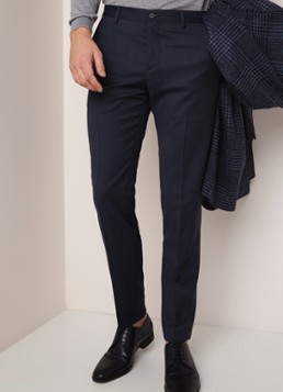 Tommy Hilfiger The Flex slim fit pantalon in wolblend met micro dessin