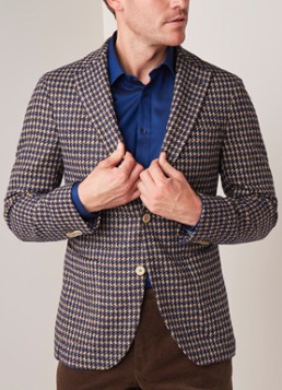 Van Gils Elliot tailored fit colbert in wolblend met pied-de-poule dessin