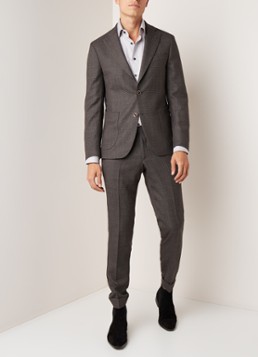 Van Gils Elliott tailored fit pak van scheerwol met micro dessin