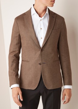Van Gils Elray tailored fit colbert in kasjmierblend met visgraatdessin