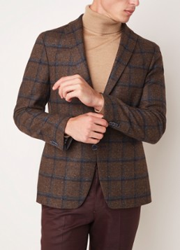 Van Gils Elray tailored fit colbert van wol met ruitdessin