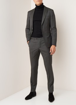 Van Gils Elray Welt tailored fit pak van scheerwol met micro pied-de-poule desisn