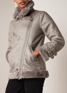 Warehouse Lammy coat van imitatieleer met ritszakken
