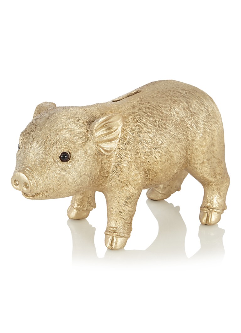 &Klevering - Tirelire cochon 15 cm - Or
