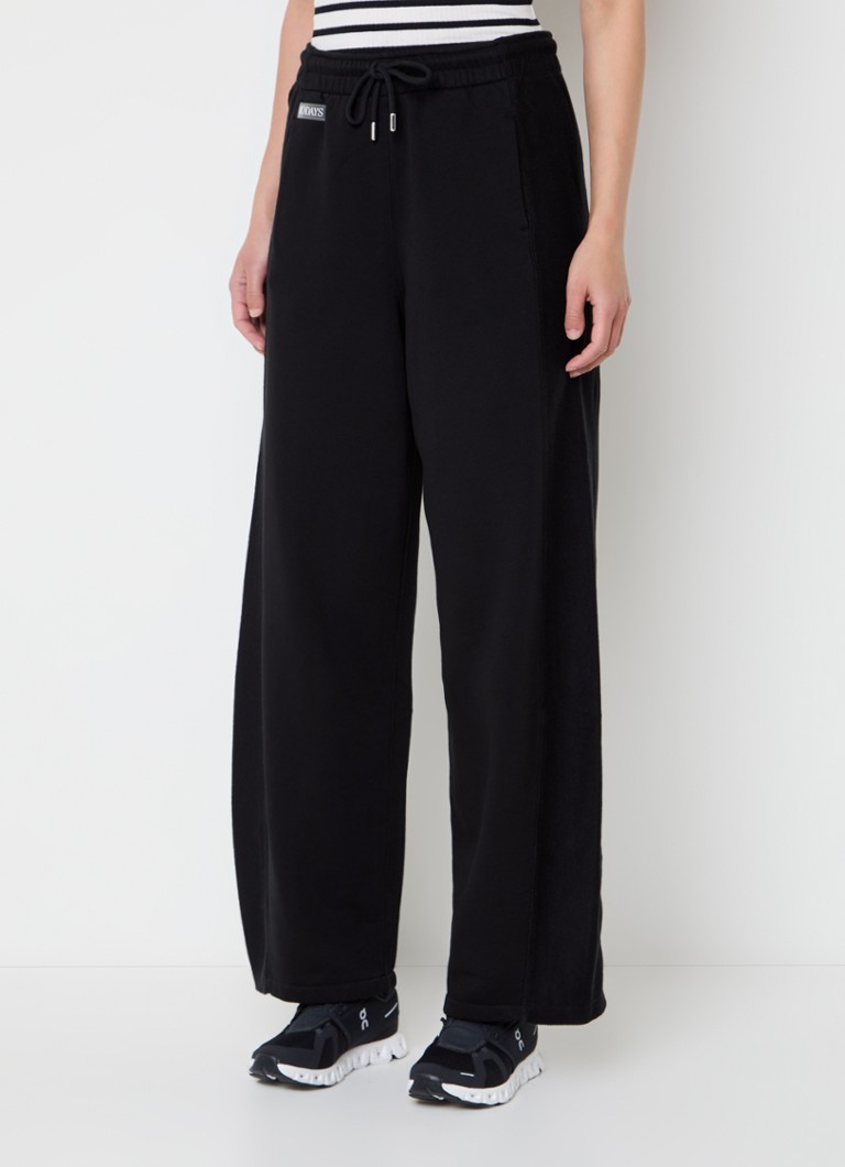 10DAYS - High waist wide fit joggingbroek met logo en steekzakken - Zwart