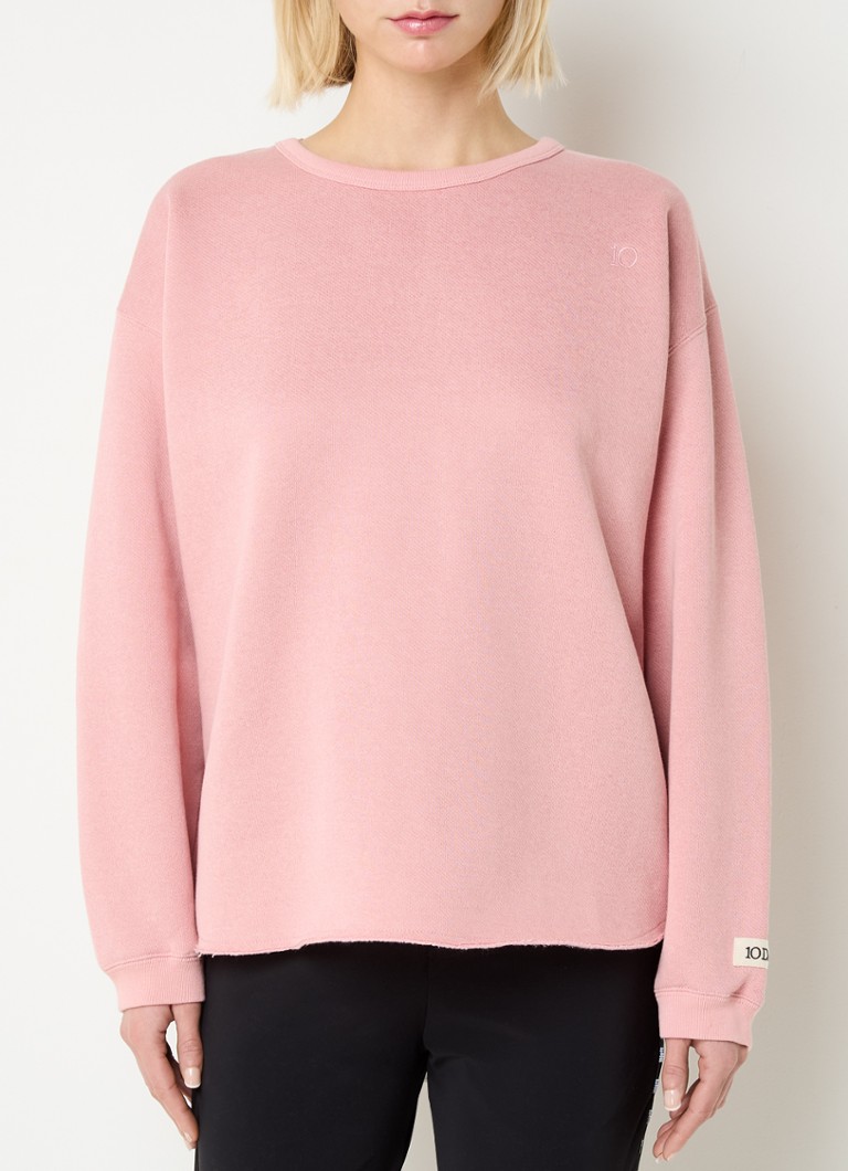 10DAYS - Statement fijngebreide sweater met logo - Zalmroze