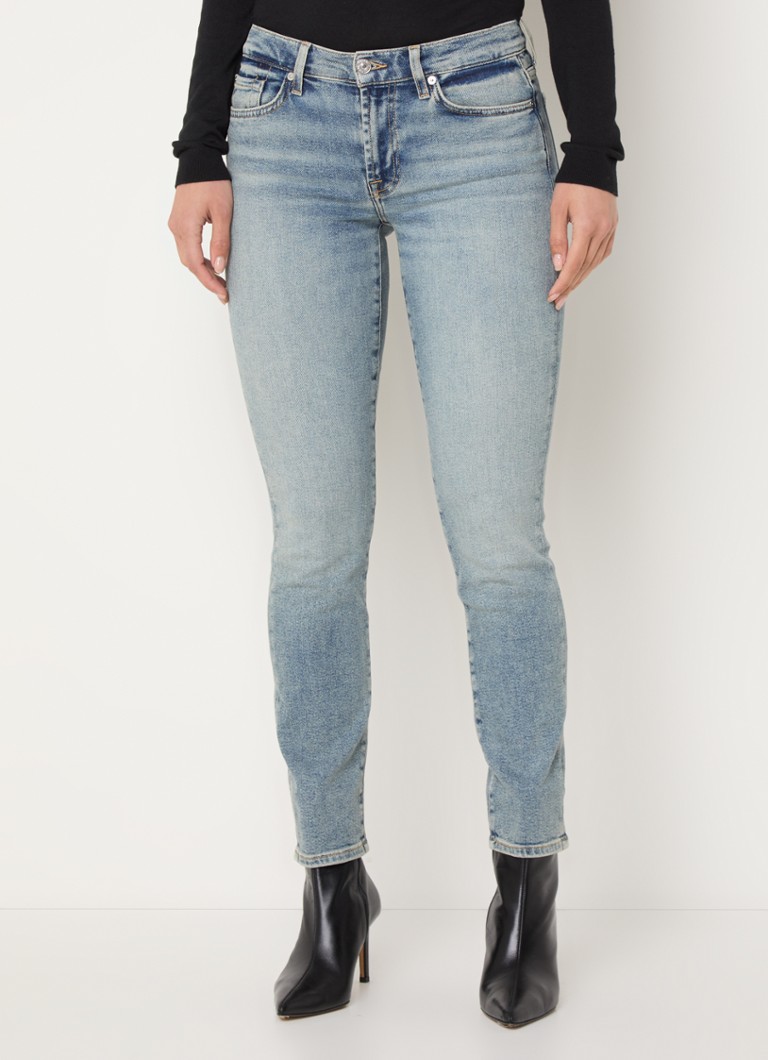 7 For All Mankind - Roxanne mid waist skinny jeans met medium wassing - Indigo
