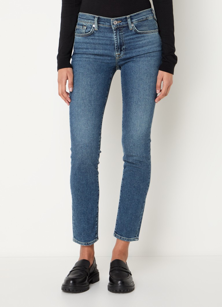 7 For All Mankind - Roxanne mid waist slim fit jeans met medium wassing - Indigo