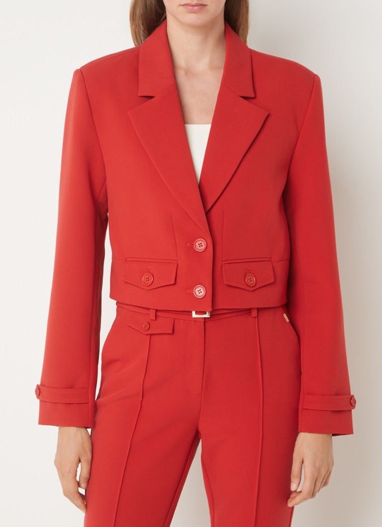 Aaiko - Ines cropped blazer met klepzakken - Rood