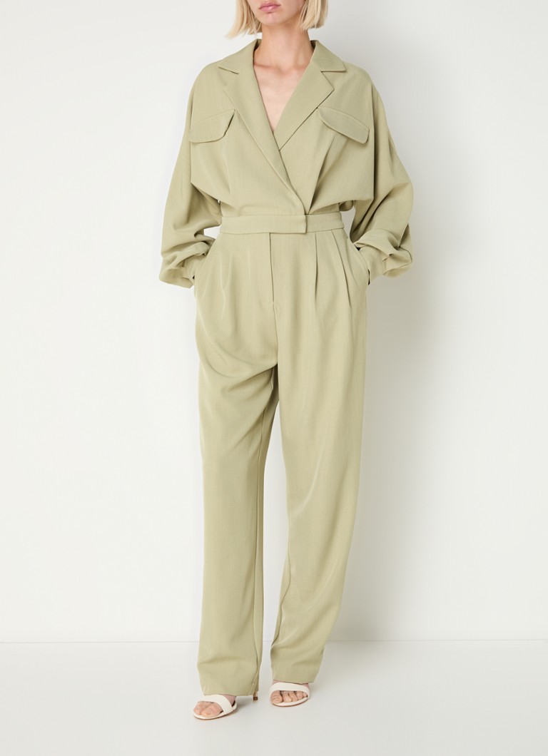 Aaiko - Nikia straight fit jumpsuit met ballonmouw - Lindegroen