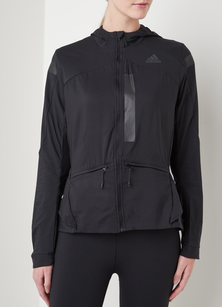 adidas - Marathon packaway hardloop jack met capuchon - Zwart
