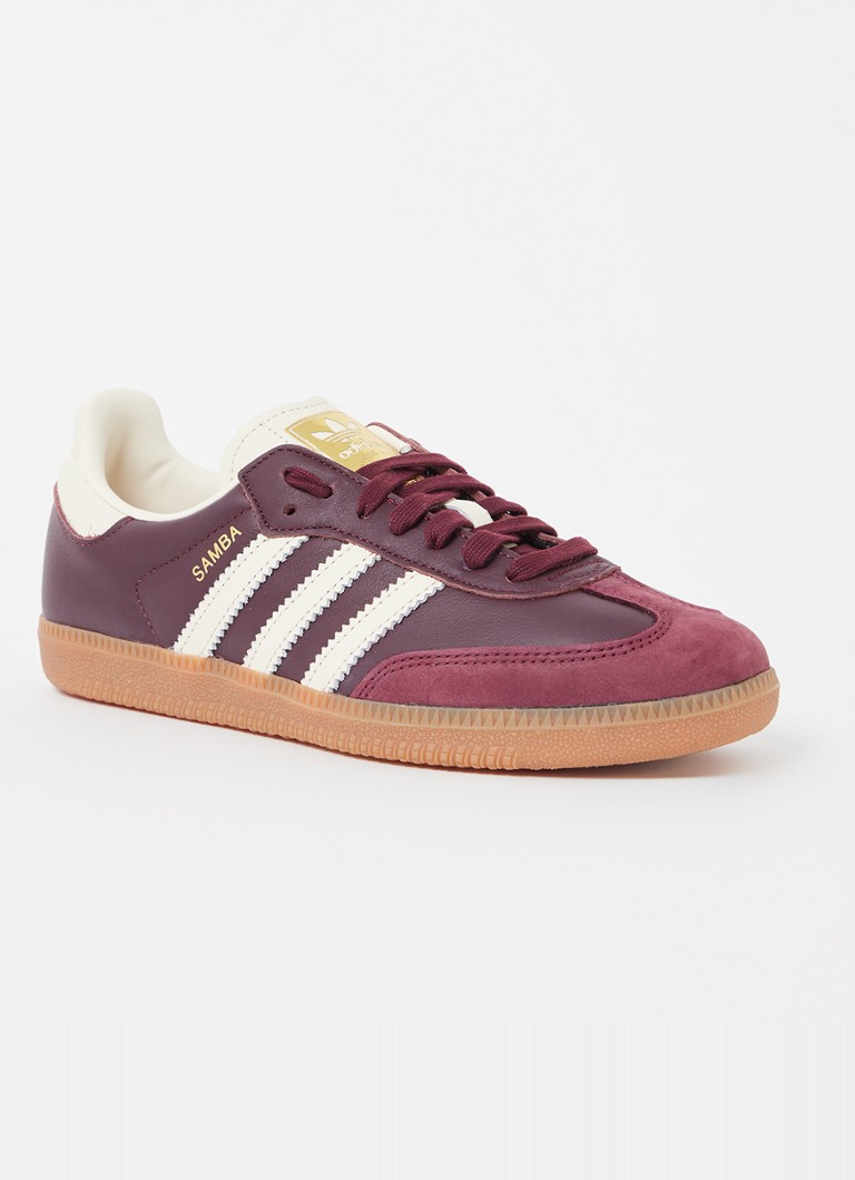 Adidas Samba OG sneaker van leer met suède details • Bordeauxrood ...