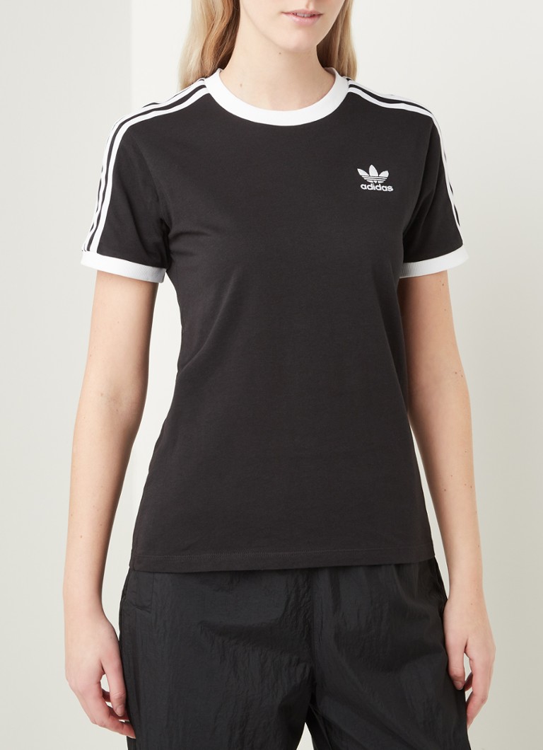 adidas - T-shirt 3 bandes avec logo - Noir