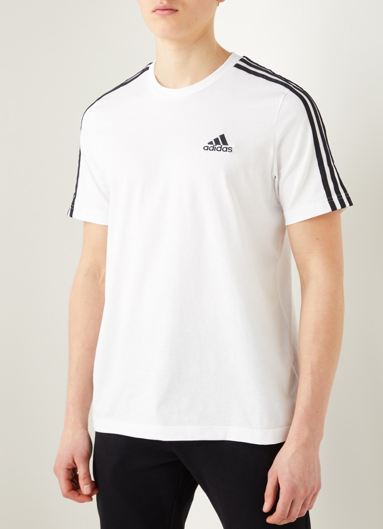 adidas - T-shirt avec bordure logo - Blanc
