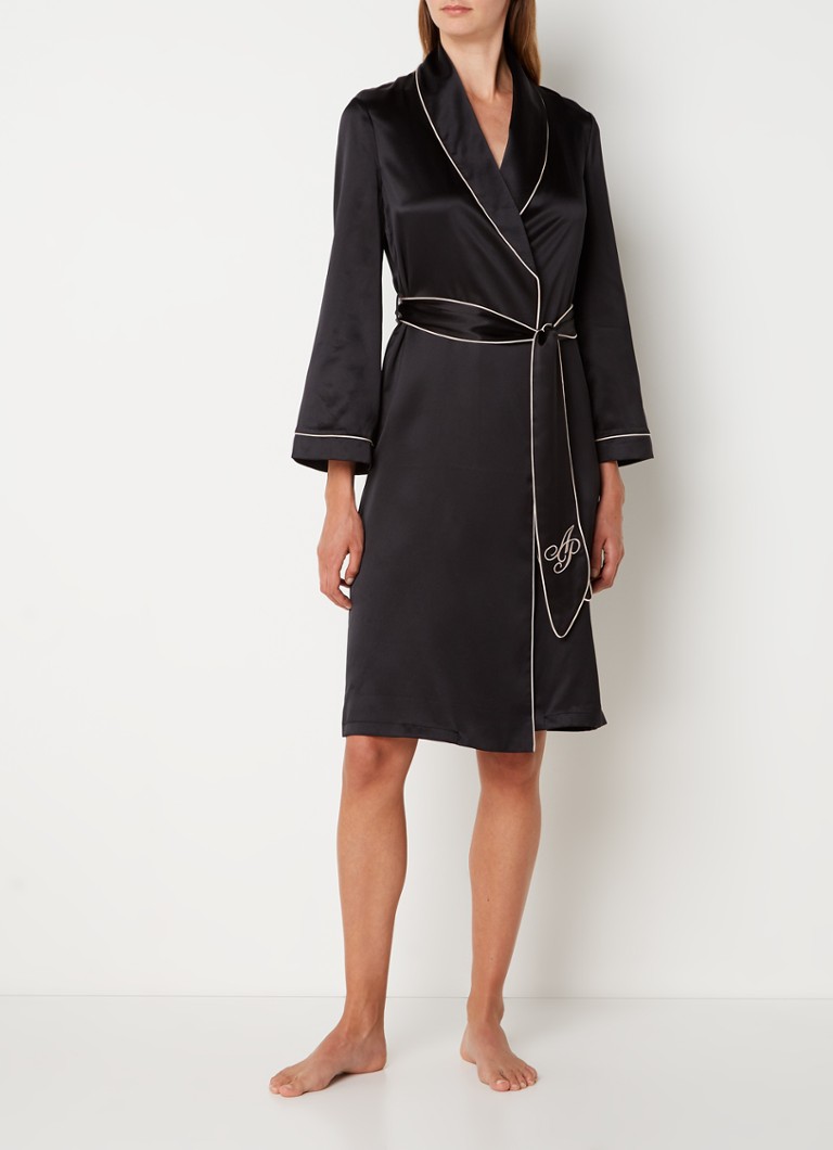Agent Provocateur - Classic kimono van zijde met strikceintuur - Zwart