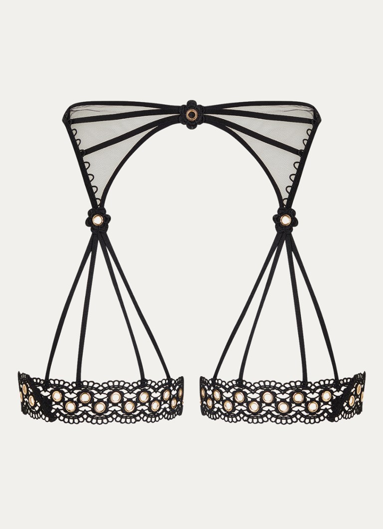 Agent Provocateur - Doretta jarretels met mesh en kant - Zwart