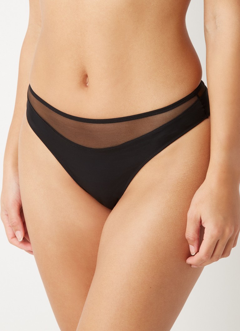 Agent Provocateur - Lucky high waisted slip met mesh - Zwart