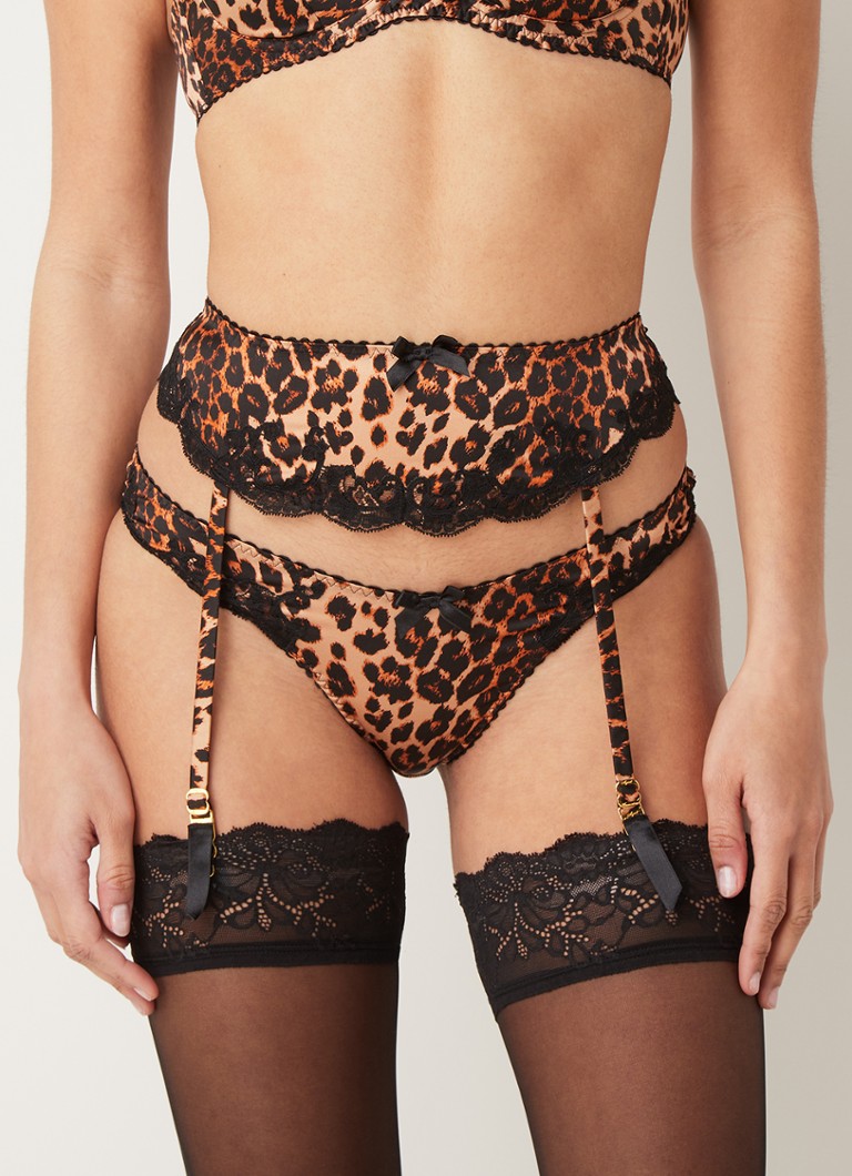 Agent Provocateur - Molly jarretels in zijdeblend met panterprint - Zwart