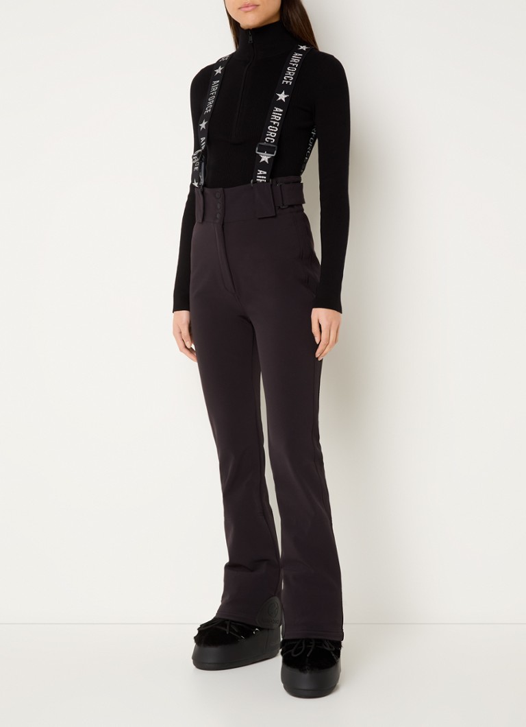 Airforce - Christie high waist flared fit skibroek met afneembare bretels - Zwart