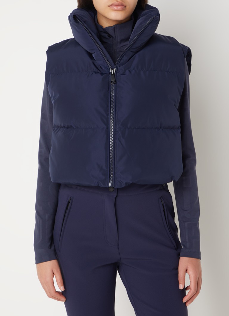 Airforce - Gewatteerde cropped bodywarmer met opstaande kraag - Donkerblauw